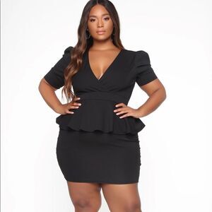 NWT Fashion Nova Black Peplum Dress - Size:1X